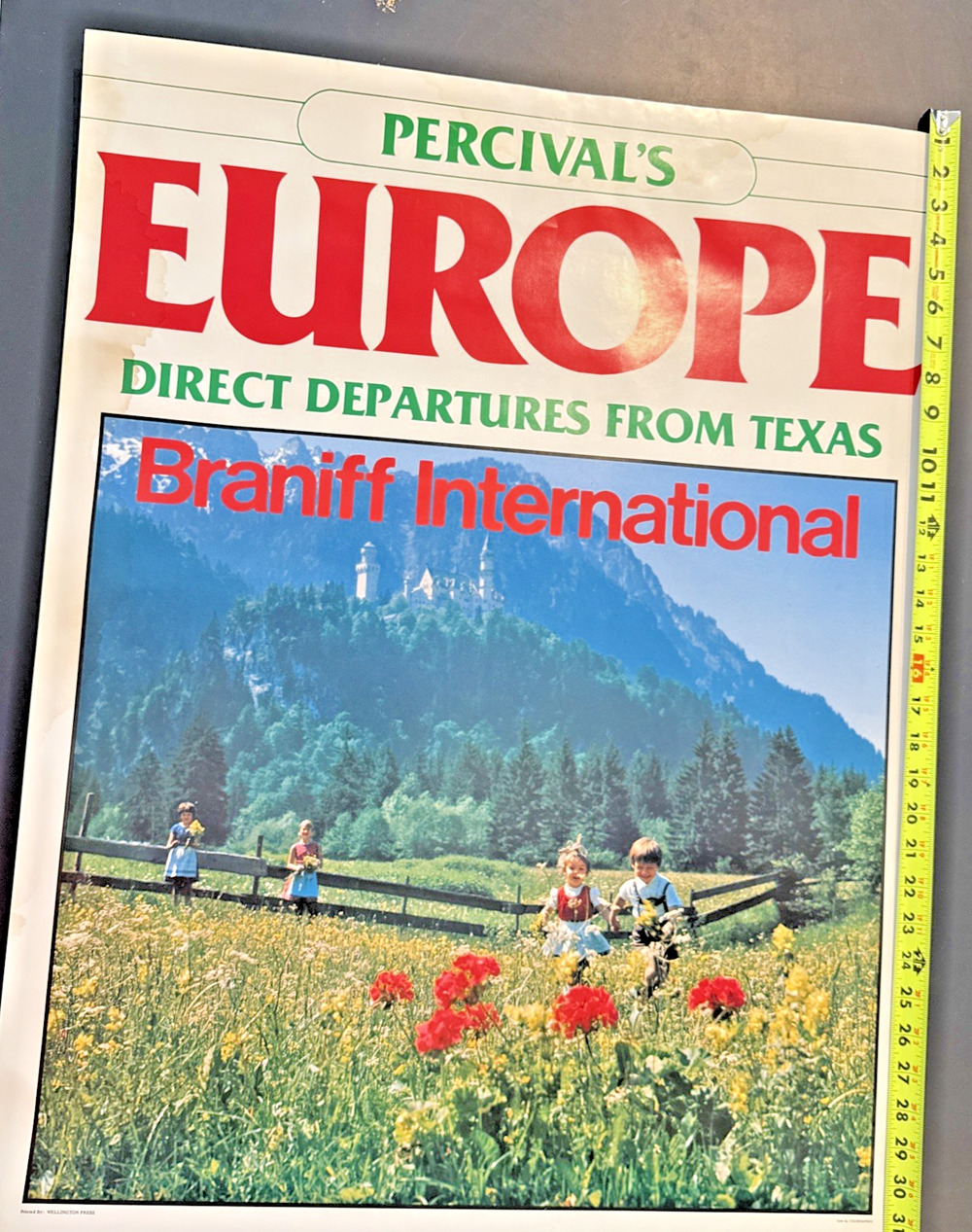 Braniff International Airlines Poster Percival's Europe Retro Advertisement 31"